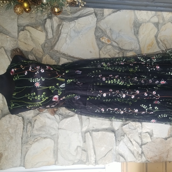 💙Black sheer embroidered dress - Picture 3 of 16